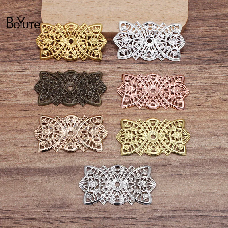

BoYuTe (50 Pieces/Lot) 26*48MM Metal Brass Filigree Flower Findings Diy Hand Made Jewelry Accessories Parts