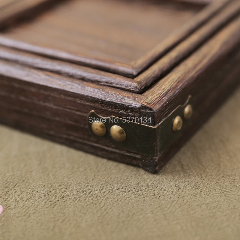 7-Piece Set Antique Wood Serving Tea / Coffee Tray Solid Chinese Traditional Style Pallet for Nut Cookie and Fruit | Дом и сад