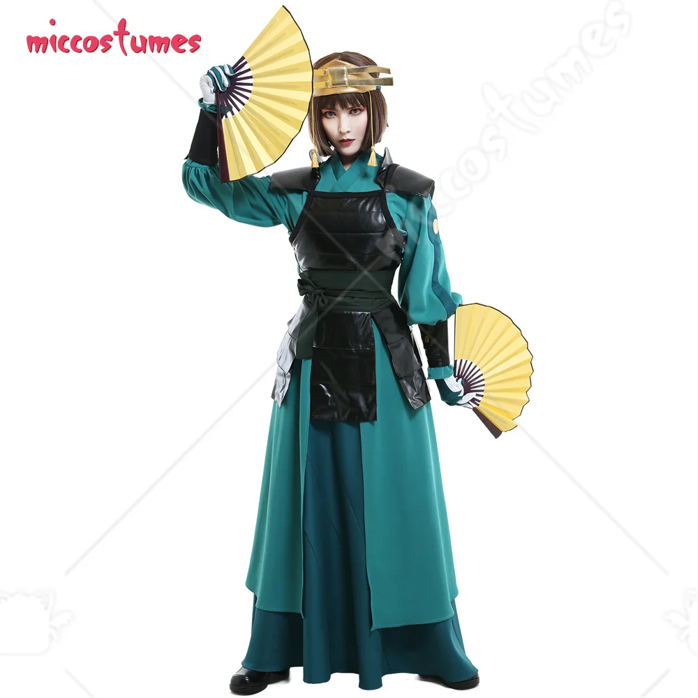 Женский костюм воина Kyoshi для костюмированной вечеринки с головной повязкой и на