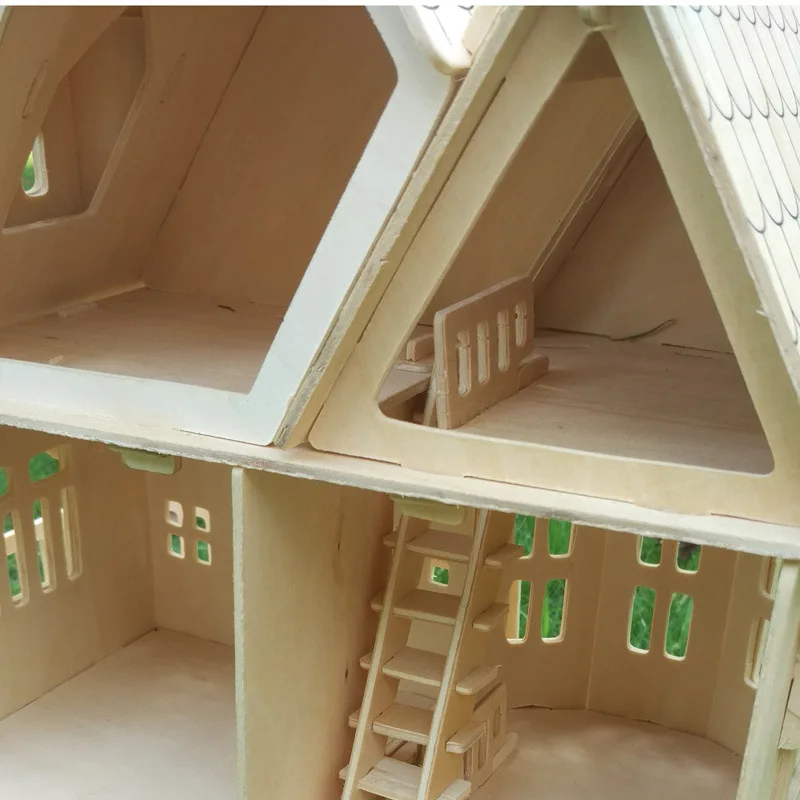 Деревянный 3D головоломка Дом DIY Кукольный дом вилла модель Собранный миниатюрный кукольный домик развивающие ролевые игры игрушки для детей девочек