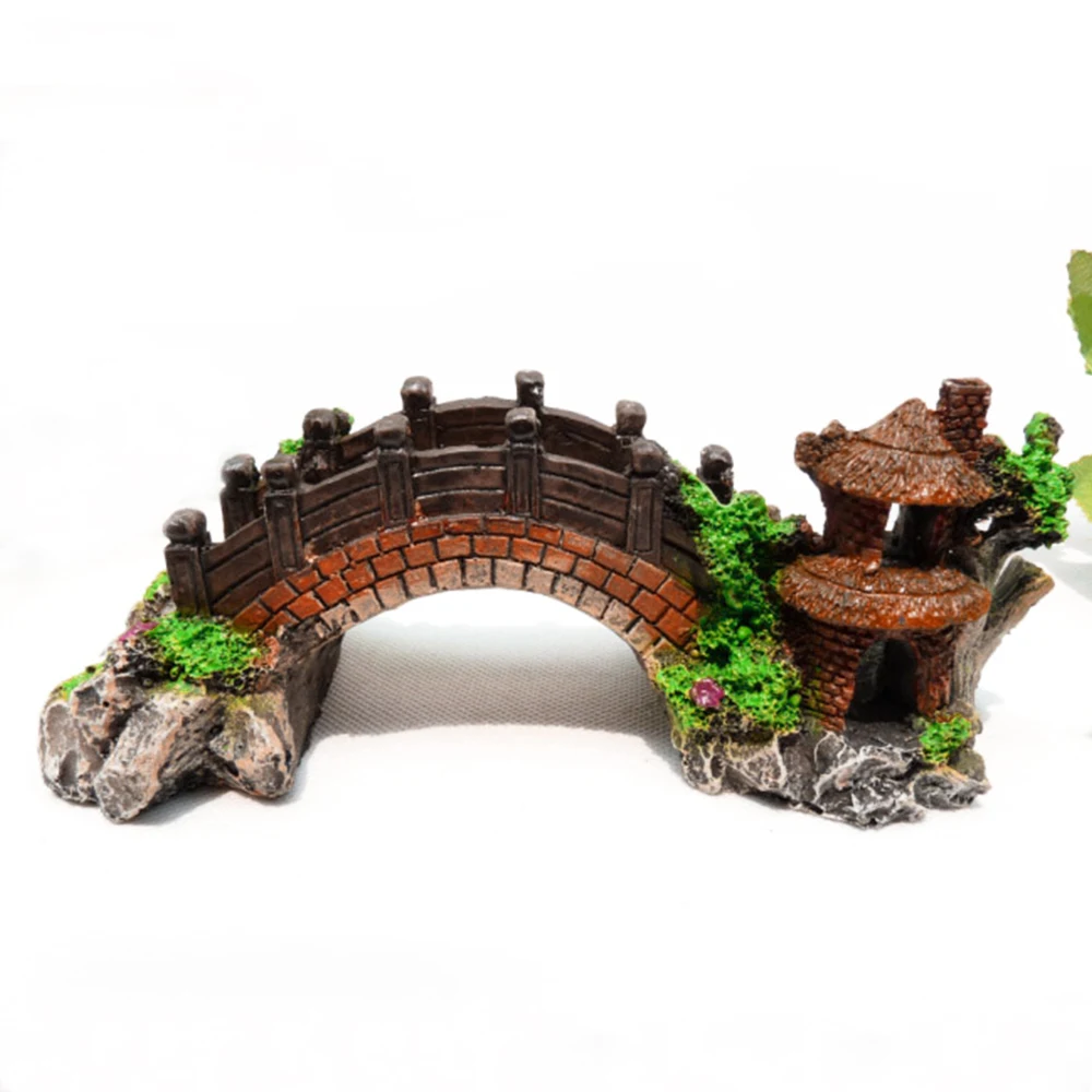 

1pcs Aquarium Resin Decoration Bridge Pavilion Tree Fish Tank Decoration Accessories Bridge Craft Pet Supplies Home Decorations