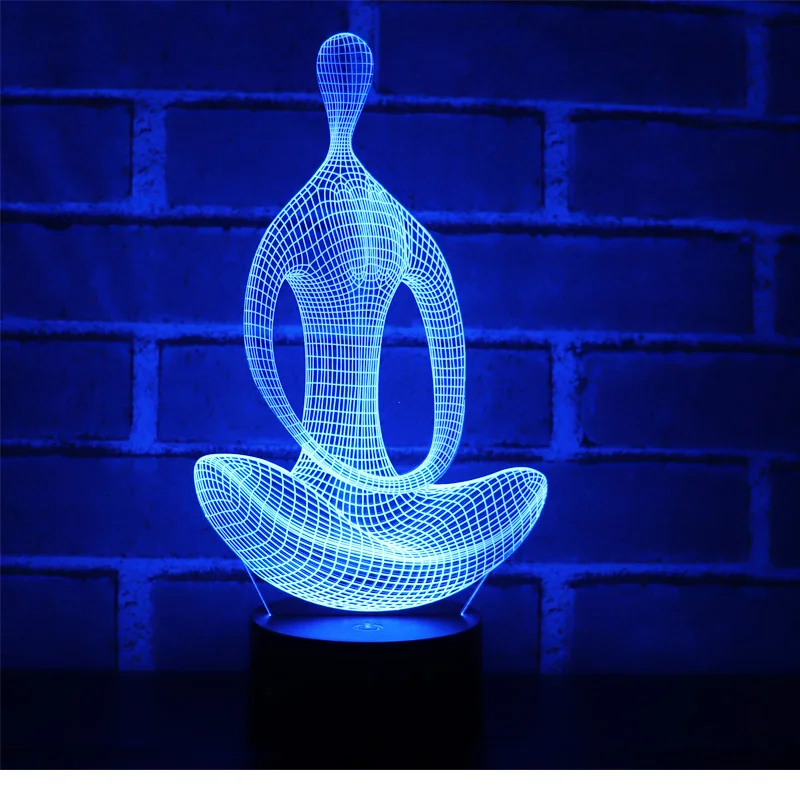 

3D LED Night Light Yoga with 7 Colors Light for Home Decoration Lamp Amazing Visualization Optical Illusion Awesome
