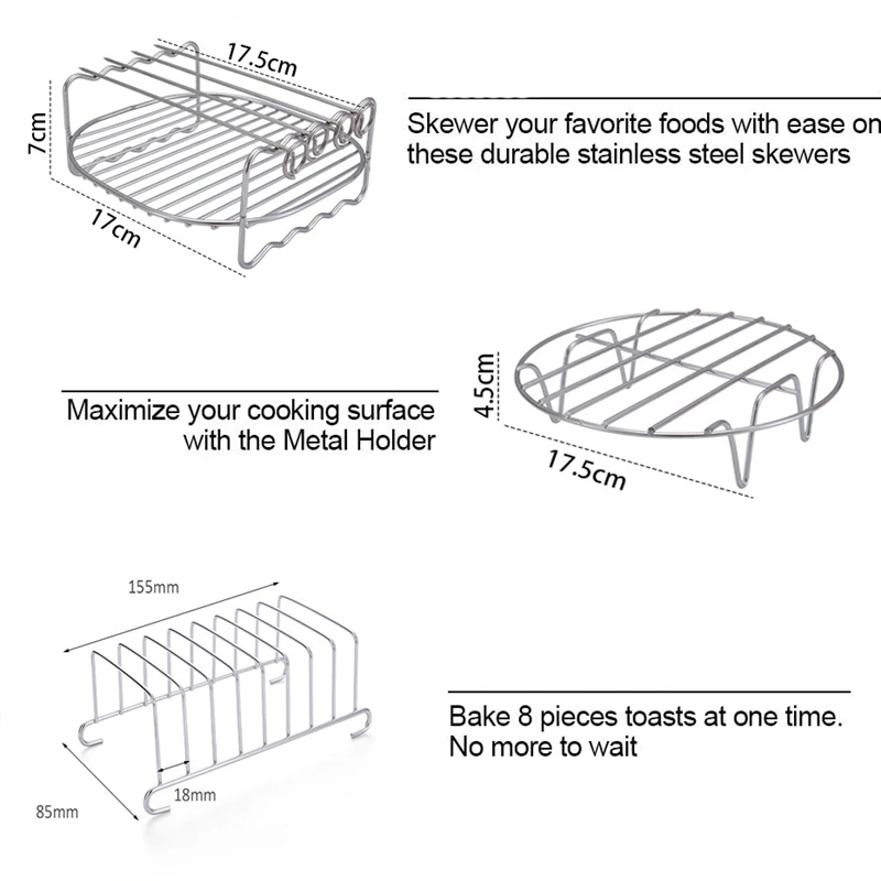 

6PCS 7 Inch Air Fryer Accessories Set Chips Barbecue Baking Basket Pizza Pan Home Kitchen Cooking Tools kitchen supplies