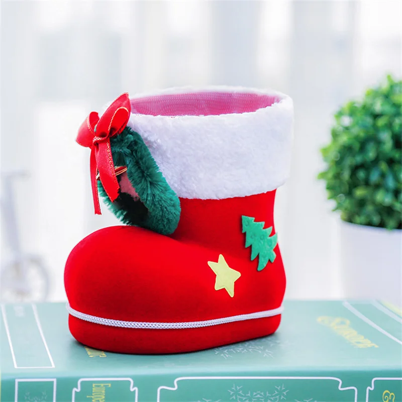 

Рождественские чулки, яркий новый год, красные флокированные ботинки, подвеска, детский подарок, коробка для хранения, портативные конфеты, чехол, праздничный подарок