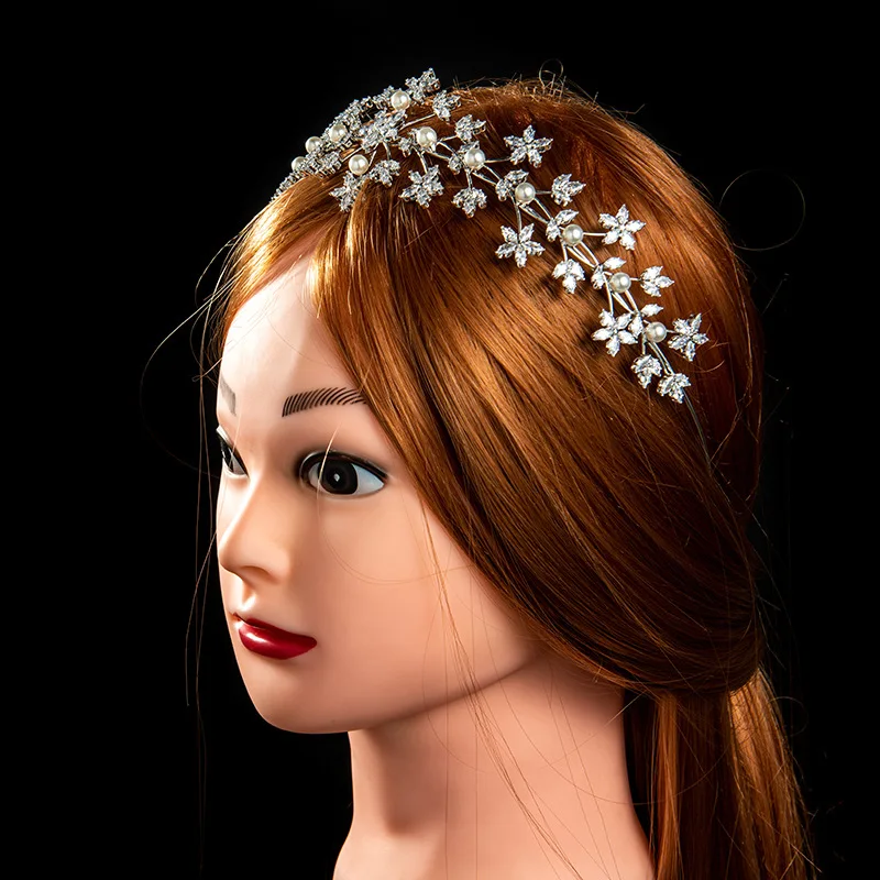 

Floral Shaped Decor Elegant Fairy Tiaras Zircon Inlayed Bridal Crown Full Crystal Women Tiara for Wedding Banquet Party