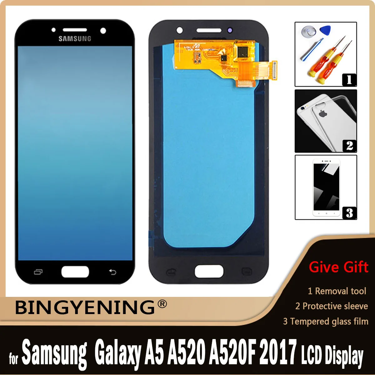 

Дисплейный модуль для Samsung Galaxy A5 2017, A520, A520F, SM-A520 дюйма, с сенсорным дигитайзером в сборе и рамкой
