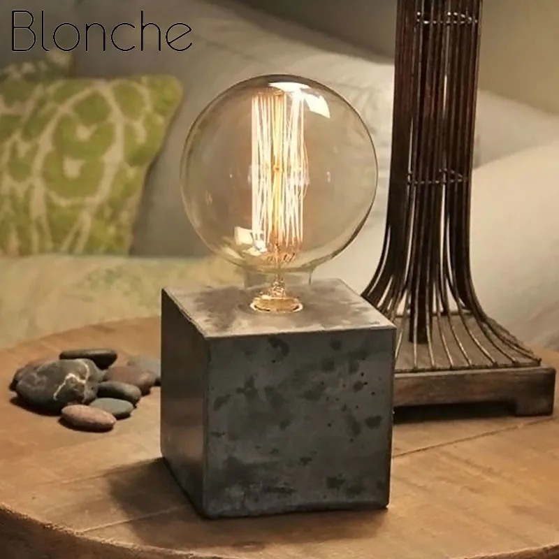 Современная настольная лампа Blonche цементная Настольная E27 освещение в форме