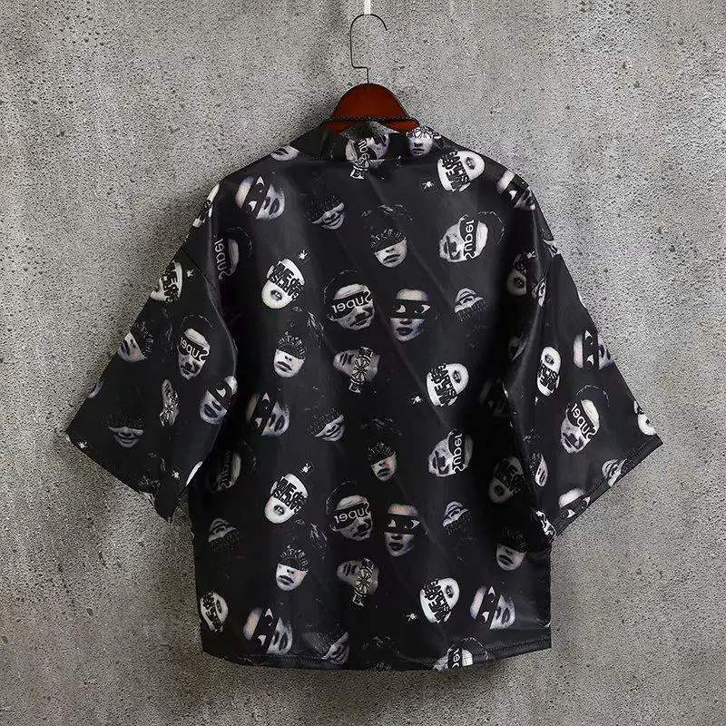 

Рубашка QIWN в гонконгском стиле 2021, Красивая свободная Мужская рубашка с коротким рукавом и цветочным принтом, Повседневная рубашка в стиле ...