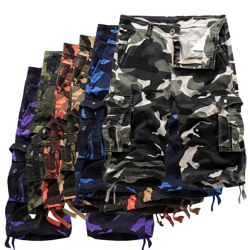 

2021 Summer New Mens Casual Trouers Beach Shorts Camouflage Cargo Male Loose Work Man Military Short Pants OverSize 29-40