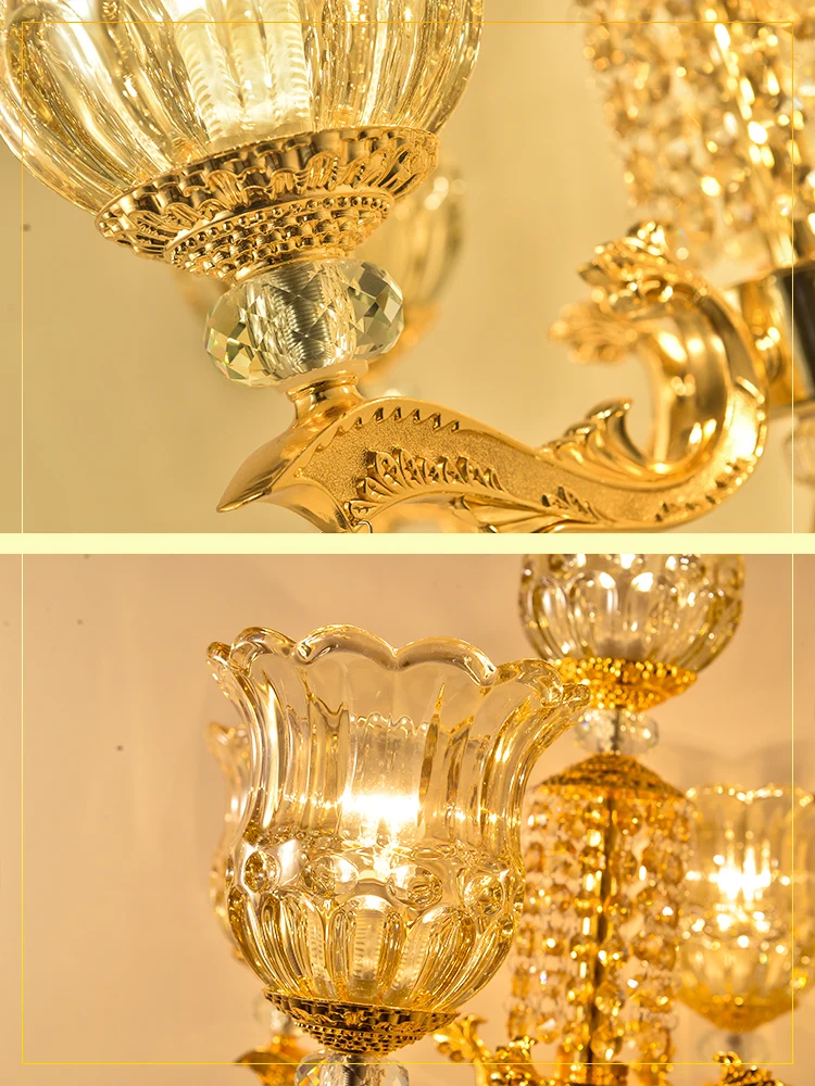 American large Crystal Table Lamp office gilding led candelabra Living Room Bedroom Wedding European Glass shade Light | Лампы и