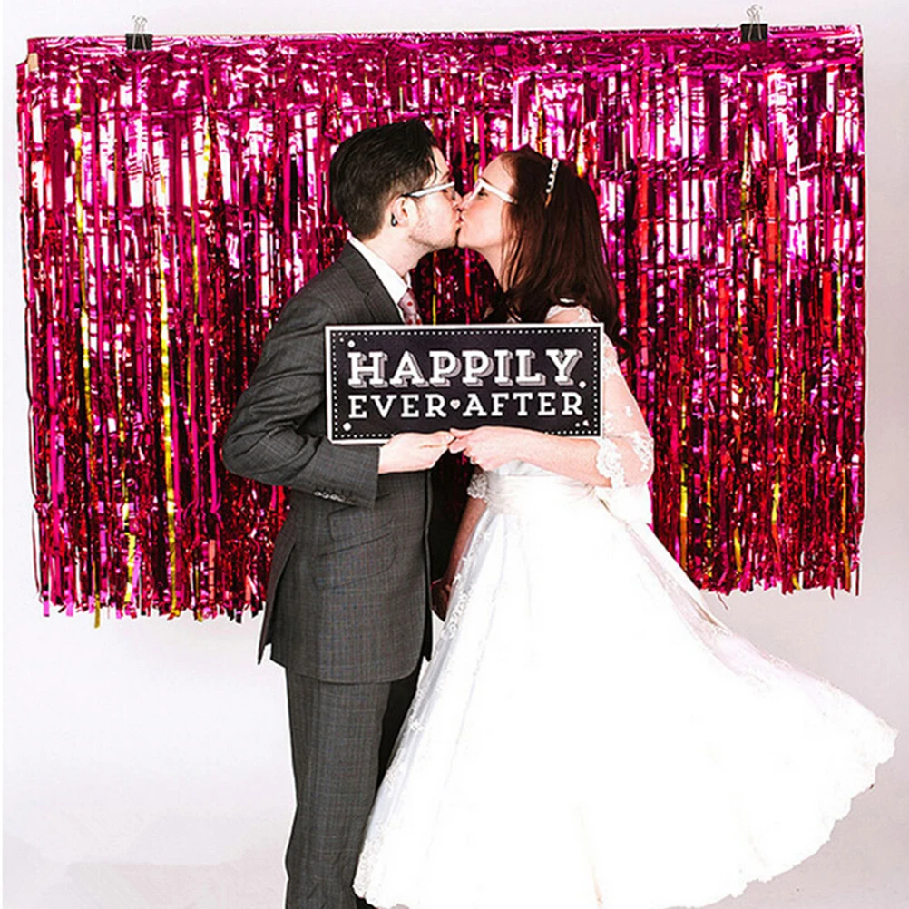 

1pcs Birthday Wedding Decorations Foil Party Door Curtain Tinsel Shimmer