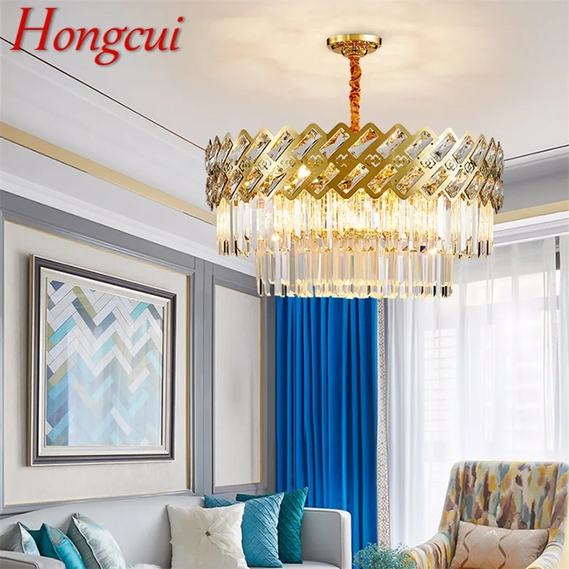

Hongcui Ceiling Chandelier Crystal Lamp Luxury Gold LED Fixtures Modern Decorative For Living Room Dining Room Villa Duplex