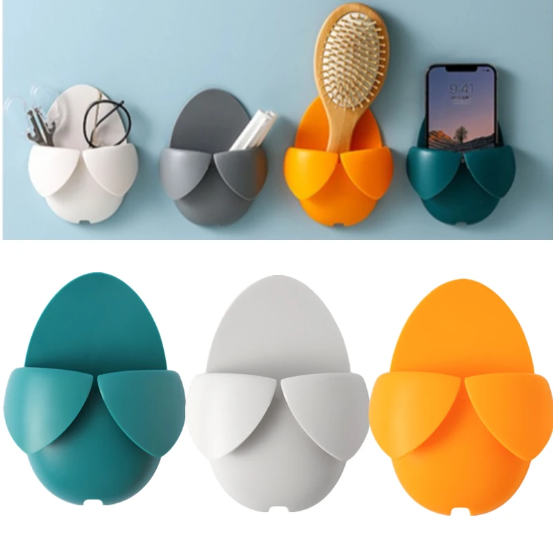 

Wall Mounted Organizer Box Punch Free TV Remote Control Storage Box Mobile Phone Wall Holder Charging Hanger Plug Home Supplies