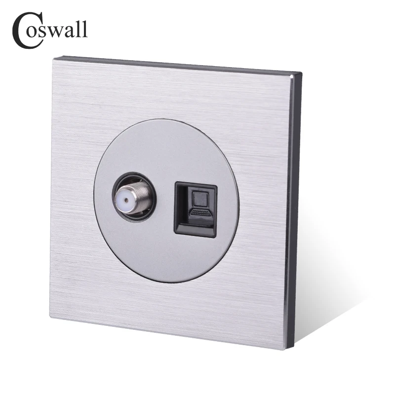 Coswall черная/серебристо-серая алюминиевая панель спутниковая розетка для