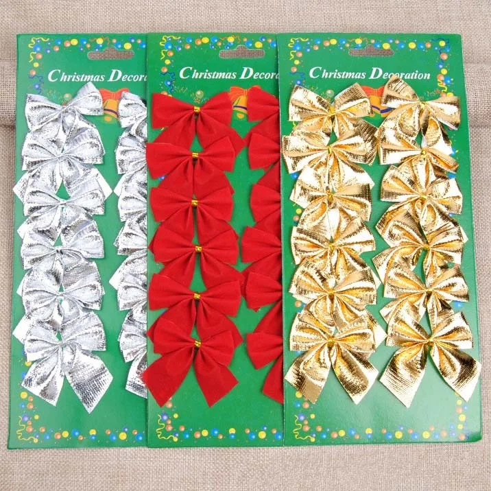 

12pcs/lot Pretty Bow Tie Christmas Tree Ornaments Christmas Pendant Tree Decoration Baubles 2021 New Year Decorations Supplies
