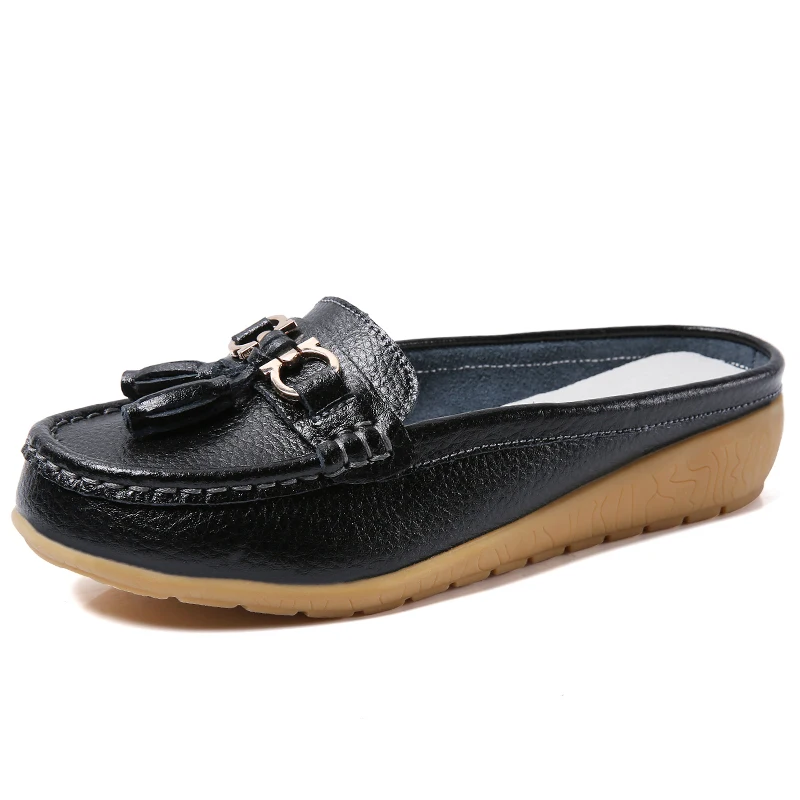 Туфли женские кожаные без застежки лоферы плоская подошва повседневная обувь