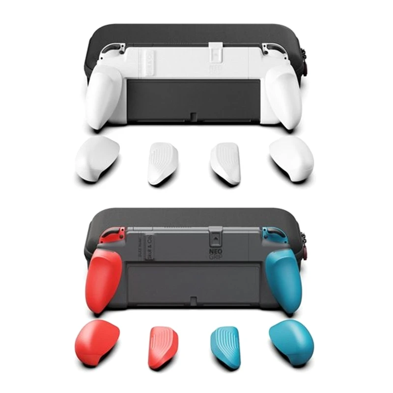 

2022 New Protective Body Cover Silicone Case with Replaceable Grip Set - Snap/Trigger/Plus Grips for Switch OLED & Regular Model