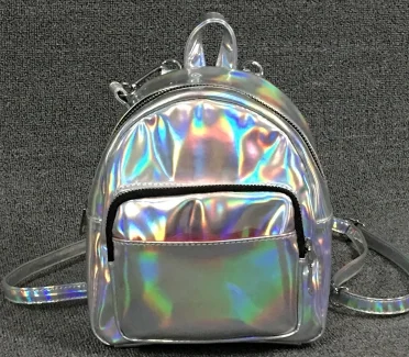 Женские кожаные рюкзаки разноцветные розовые серебристые для