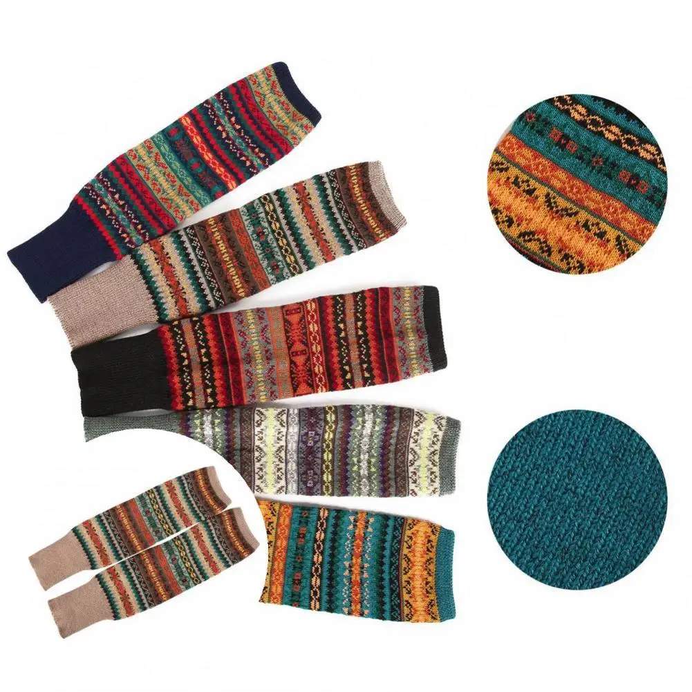 

No Shrinking 1 Pair Fashion Machine Wash Knitted Leg Warmers Acrylic Fiber Winter Leg Warmers Stretchy for Party