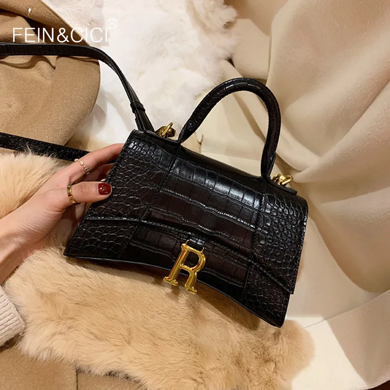 Женская седельная сумка мессенджер с животным принтом из кожи аллигатора через