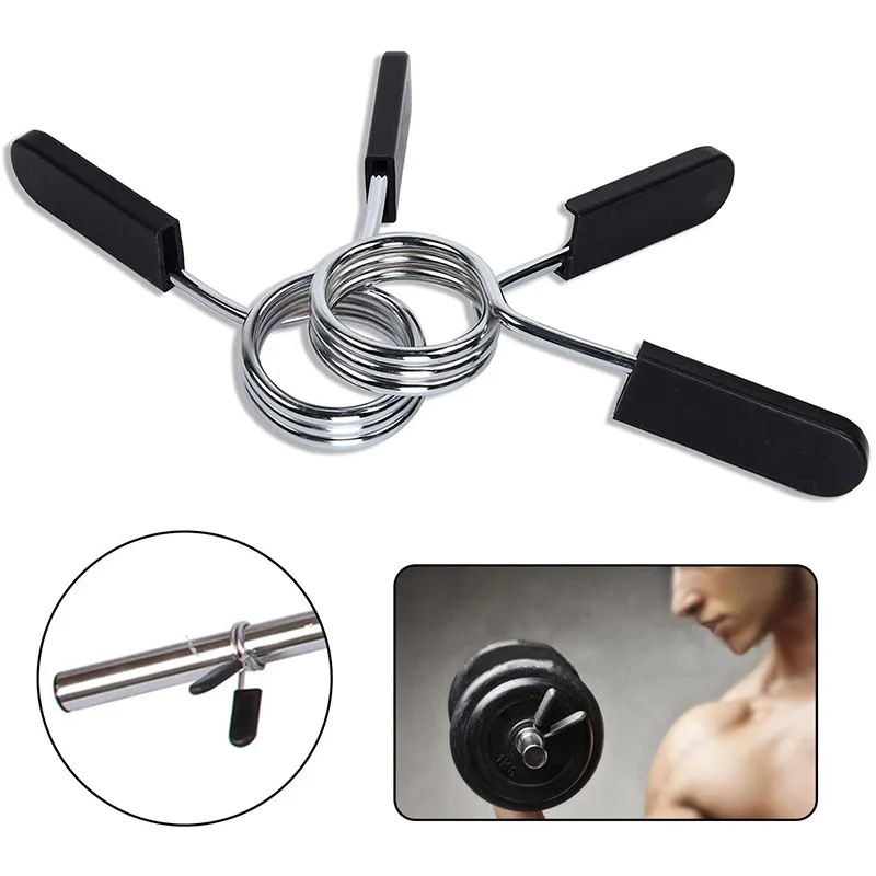 

2pcs Spring Clips Clamps Collars For Barbell Dumbbell Weight Bar With Rubber Grip 25mm 28mm 30mm