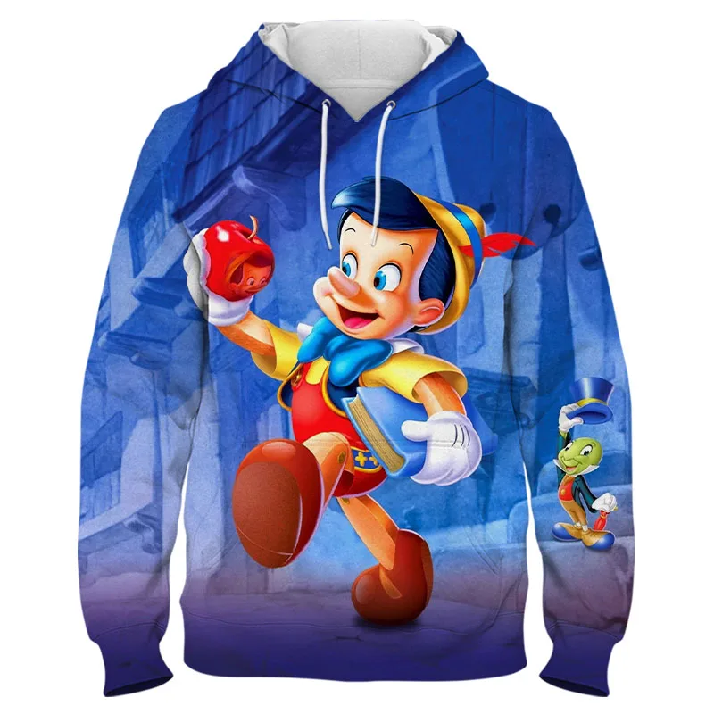 

Pinocchio Cartoon Anime Hoodies For Men Spring Streetwear Women Oversized Sweatshirt Disney 3D Print Boy Girl Kids Clothes Tops