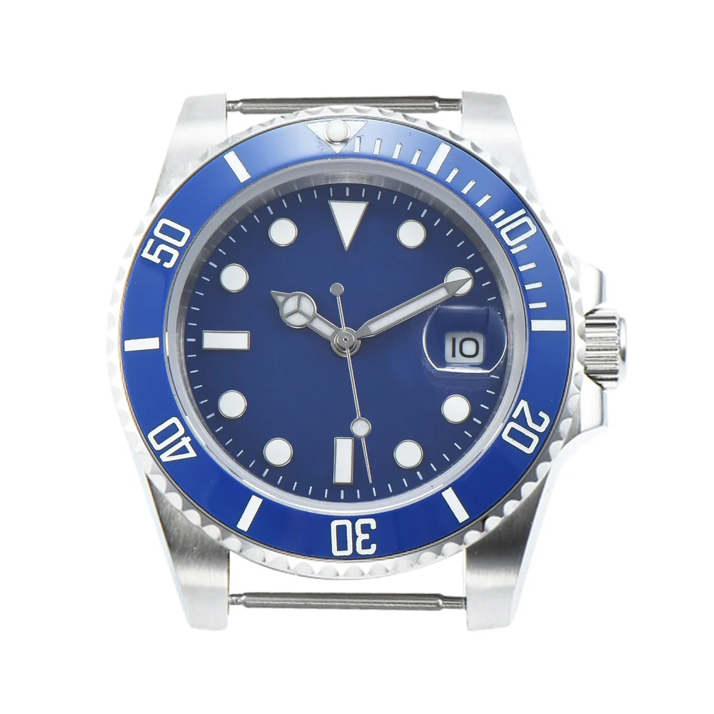 Мужские часы с синим циферблатом 40 мм керамическим стеклом и сапфировым