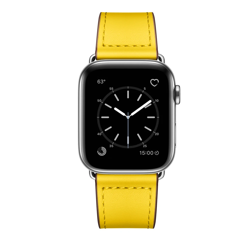 Ремешок из натуральной кожи для Apple Watch 42 мм 44 мм, аксессуары для часов VIOTOO, кожаный ремешок для часов iWatch, браслет - Цвет ремешка: Lemon
