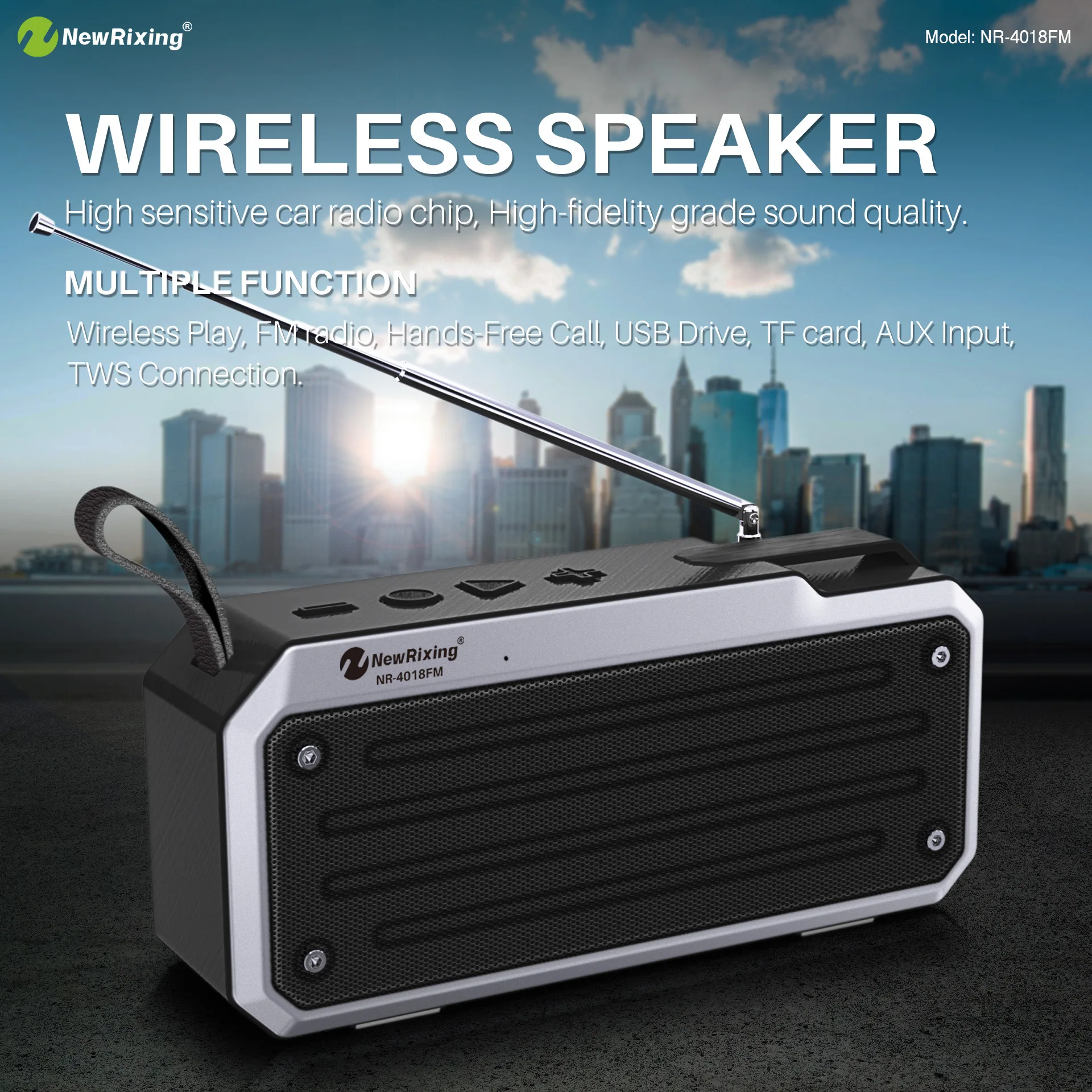 

Outdoor Home Wireless Phone Speaker Support 2 TWS Connection FM Radio TF Card Travel Portable Bass Bluetooth Sports Subwoofer