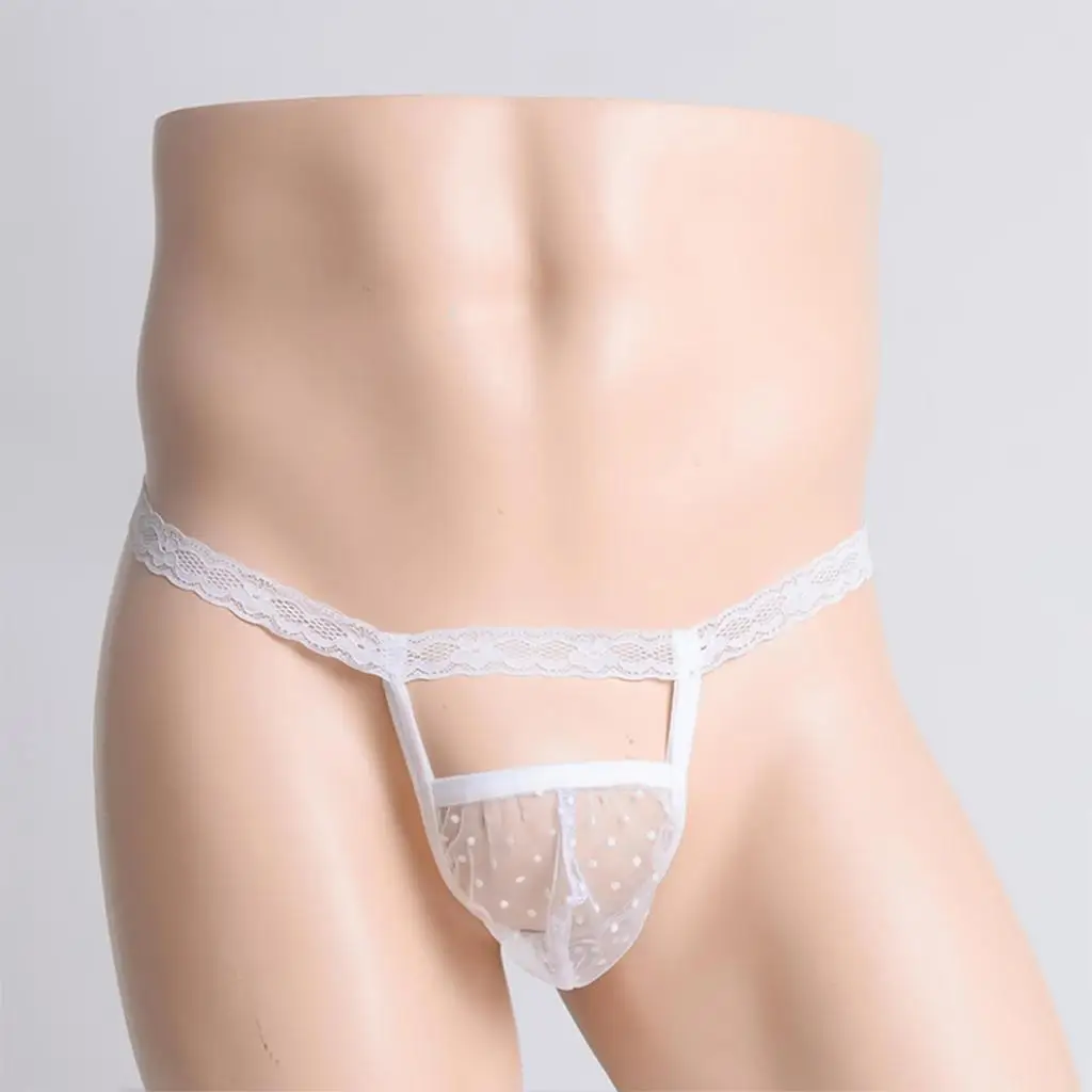 

Gay Underwear Pouch T-back Thongs Bikini Jockstrap Panty Briefs Underpants Men’s Sissy Lingerie Sheer Mesh Lace Floral