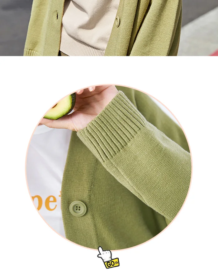 SEMIR вязаный женский кардиган Осень v-образный Вырез Свободный тонкий жакет пальто Простой чистый цвет свитер Одежда