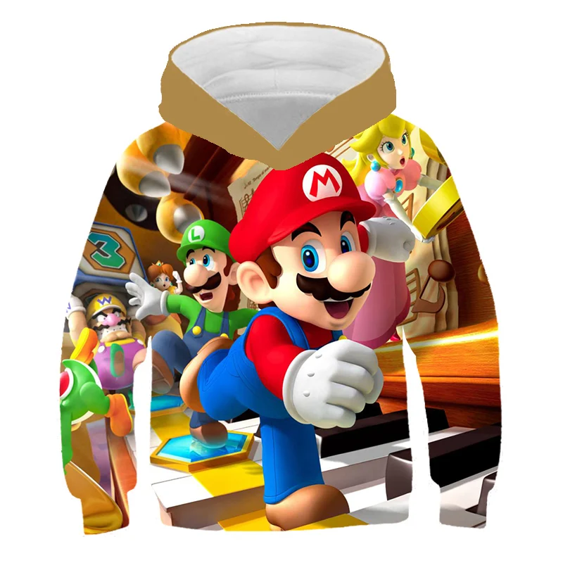 Толстовки с объемным принтом Super Mario Bros для маленьких мальчиков Детская одежда и