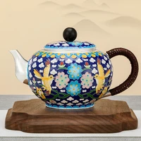 silver teapot sterling silver 999 handmade cloisonne in old fashioned retro style tea set household silver teapot