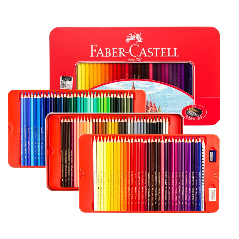 Faber Castell Oil Classic Colored Pencils Tin Set 100 Vibrant Colors Art Drawing for Kid Adult Coloring Books Sketching Painting