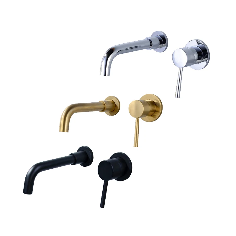 Настенный латунный Смеситель для раковины Скрытый кран в ванной комнате