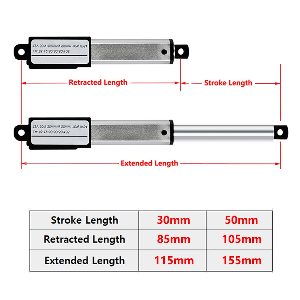 

DC 12V Micro Linear Actuators 30mm 50mm Stroke Aluminum Alloy Electric Linear Actuator Electric Linear Motor 30mm/s 50mm/s Speed