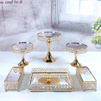 6pcs gold mirror metal round cake stand wedding birthday party dessert cupcake pedestal display plate home decor