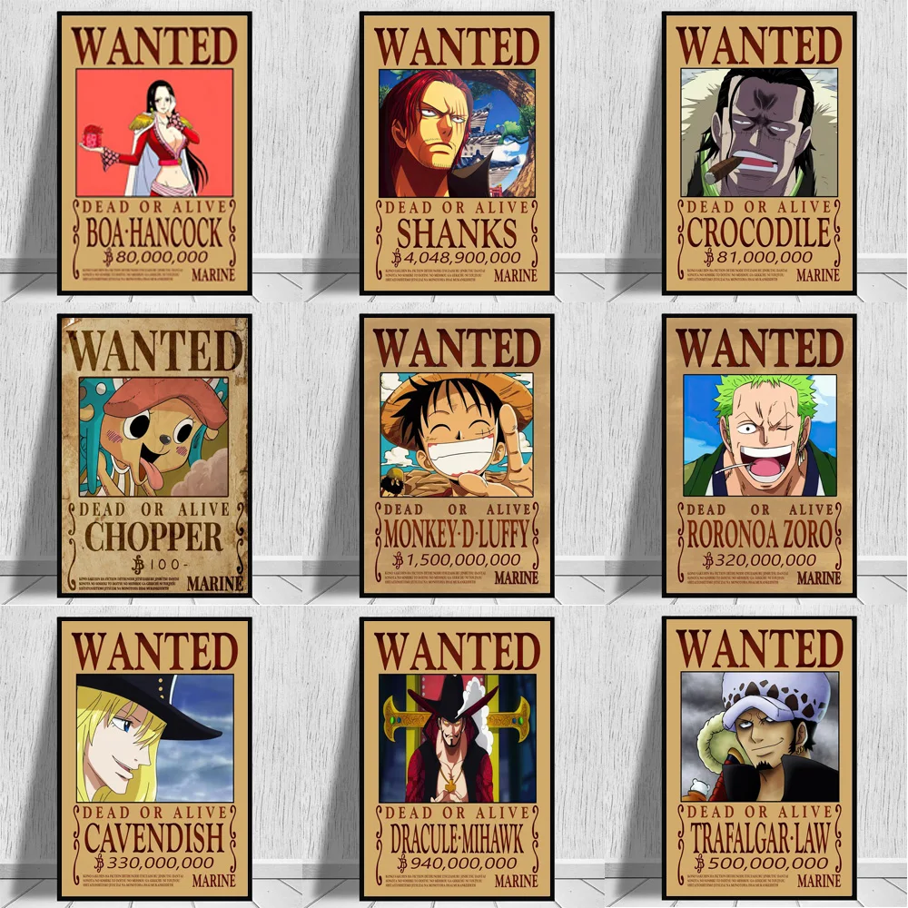 

Japanese Fighting Animation Posters And Prints Luffy Wanted Cartoon Retro Canvas Art Wall Painting For Living Room Decoration