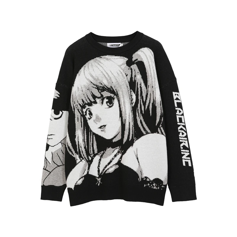 

Harajuku Sweater Mens Hip Hop Streetwear Vintage Retro Japanese Style Anime Girl Knitted Sweater 2020 Autumn Cotton Pullover