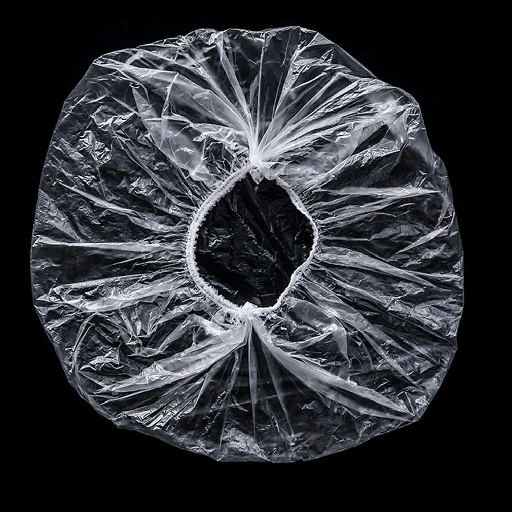 

Clear Disposable Shower Caps For Women Waterproof Plastic Bath Caps Elastic Hair Processing Caps For Women Men Hotel Home Use