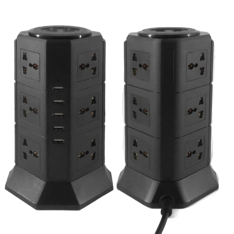 

Vertical type Power strip 1.8M Extension Cord 4 USB with Tower Charger Surge Protector Universal Outlet