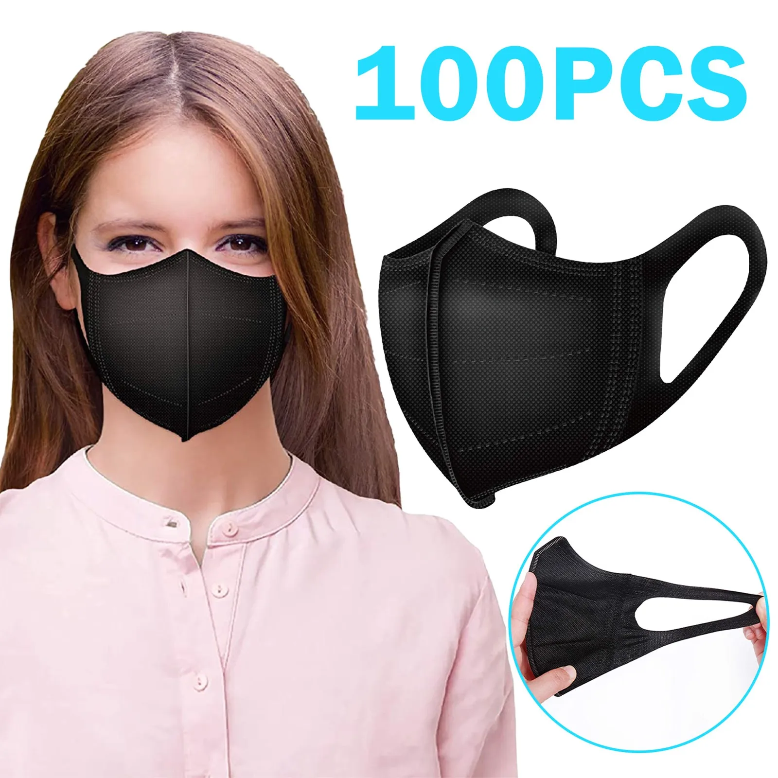 

100pc Disposable Black Adult Protective Mask Anti Dust Anti Droplets 3 Layers Filter Earloop Non Woven Face Mouth Mask Halloween