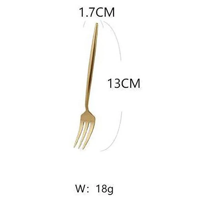 fruit fork Золотой столовый набор из 18/10 нержавеющей стали, набор столовых приборов, палочки для еды, нож для масла, десертная обеденная ложка, вилка, чайная ложка, посуда, 1 шт - Цвет: fruit fork