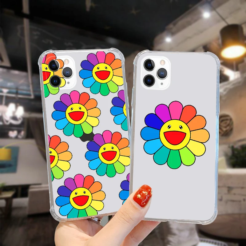 hot luxury brand smiley sun flower soft tpu phone case for iphone 12 mini 7 6 8plus x xs xr max 11 pro shockproof fashion cover free global shipping