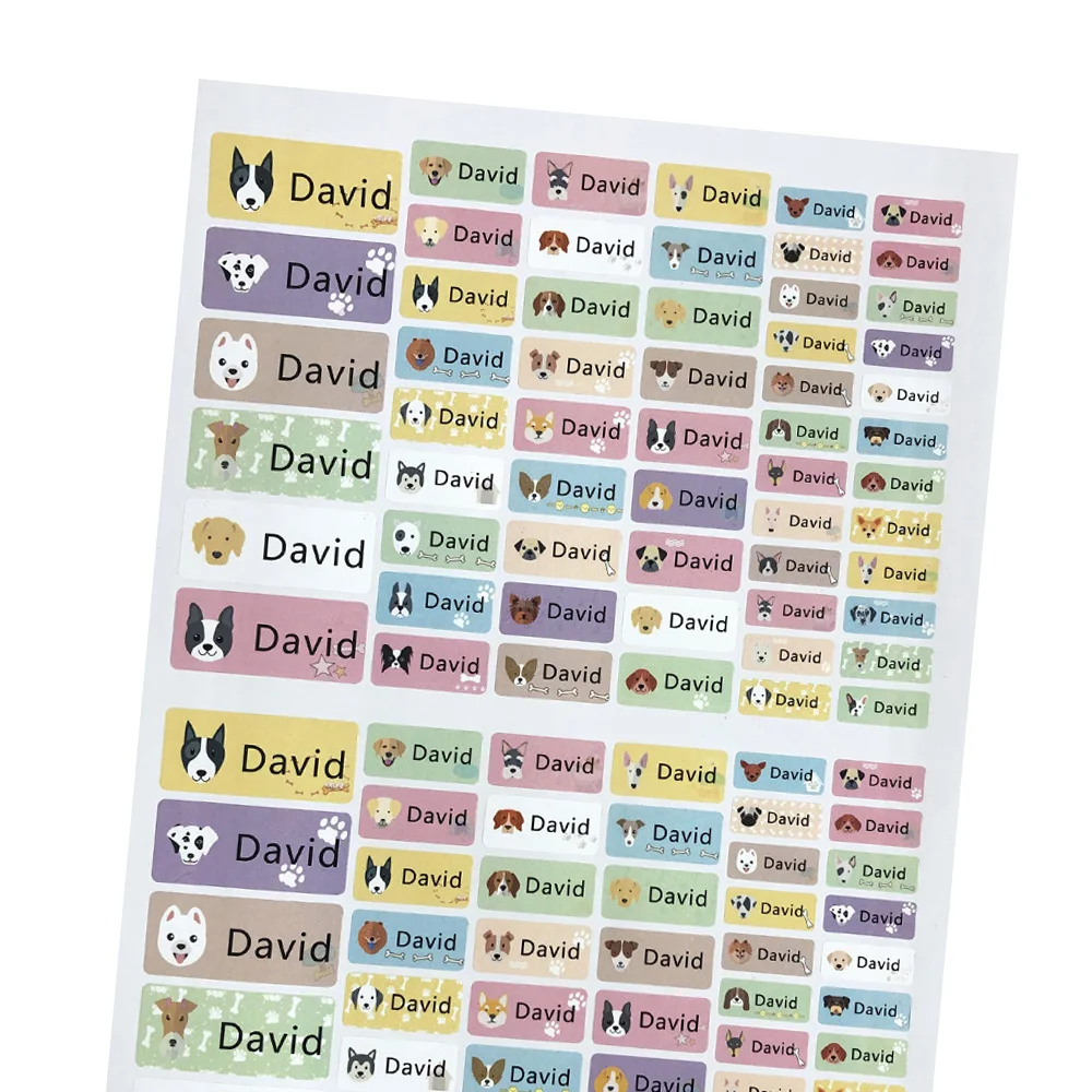 114 шт. милые Мультяшные наклейки с именем собаки индивидуальные бирки
