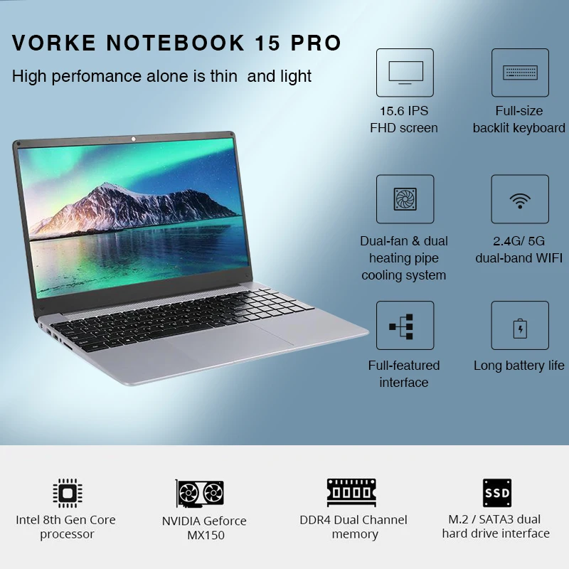 Новый ноутбук VORKE 15 PRO Intel Core i5-8250U/i7-8550U 6 '�*1080 Windows 10 8 ГБ/16 ГБ DDR4 256 ГБ/512 SSD