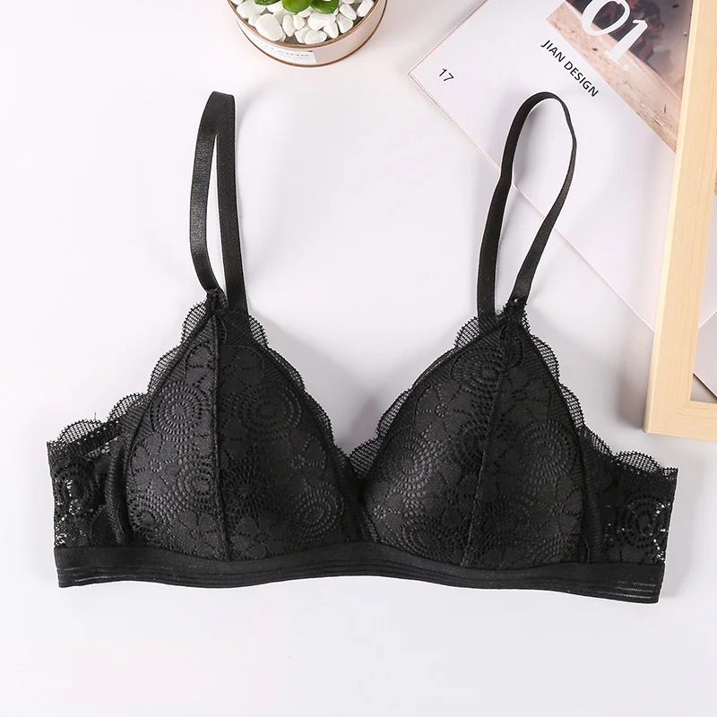 Бюстгальтер женский кружевной без косточек пикантное бесшовное нижнее белье с