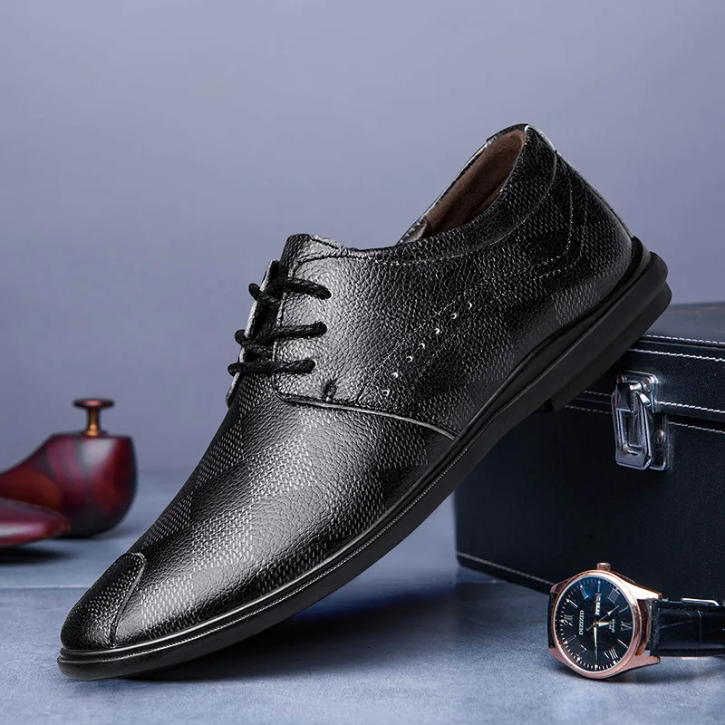 Новая мужская обувь Повседневные Роскошные оксфорды из натуральной кожи ручной