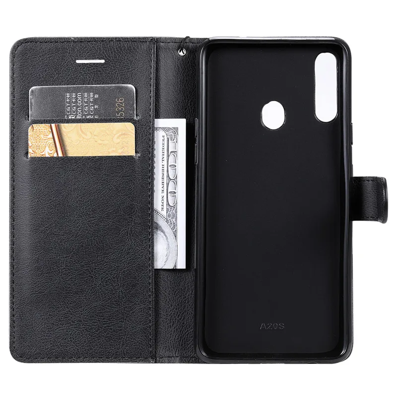 Чехол-книжка для Samsung A20S Роскошный чехол-бумажник из искусственной кожи задняя