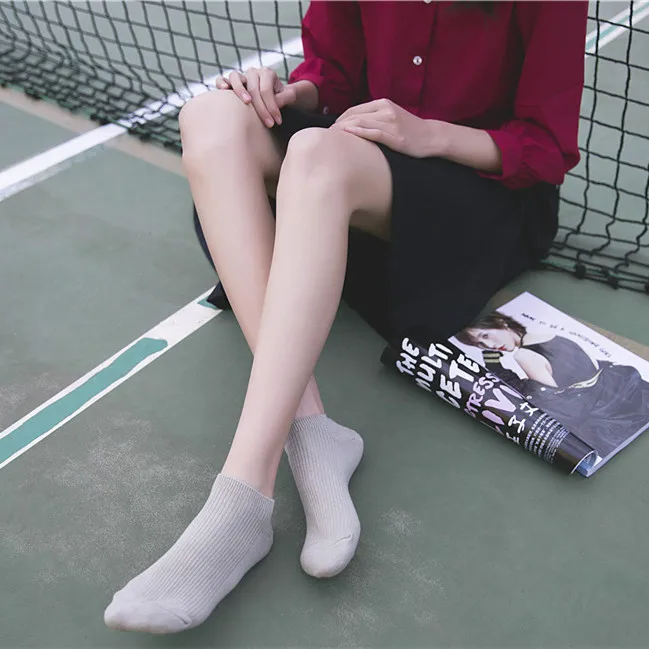 Новинка 2017 весенние женские однотонные Хлопковые носки-лодочки с двойной иглой |